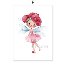 Load image into Gallery viewer, Cute Baby Girl Flower Nursery Wall Art Canvas Painting Nordic Posters And Prints Wall Pictures Kids Room Children Room Decor - SallyHomey Life's Beautiful