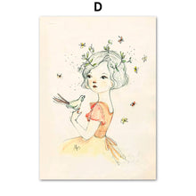Load image into Gallery viewer, Cartoon Girl Flower Cactus Plant Nursery Wall Art Canvas Painting Nordic Posters And Prints Wall Pictures For Living Room Decor - SallyHomey Life's Beautiful