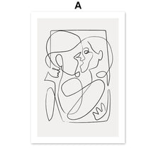 Load image into Gallery viewer, Abstract Geometric Girl Lines Rose Flower Wall Art Canvas Painting Nordic Posters And Prints Wall Pictures For Living Room Decor - SallyHomey Life's Beautiful