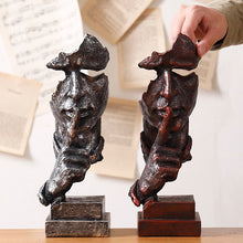 Load image into Gallery viewer, Silence Abstract Statues Thinker Statue Quiet Please Face Figurine Home Office  Decor Silence Is Gold Resin Handmade Sculptures