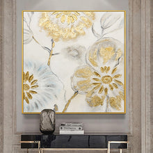 Load image into Gallery viewer, 100% Hand Painted Golden Flowers Art Oil Painting On Canvas Wall Art Frameless Picture Decoration For Live Room Home Decor Gift