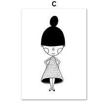 Load image into Gallery viewer, Girl Mermaid Black White Scandinavian Nursery Wall Art Canvas Painting Nordic Posters And Prints Wall Pictures Kids Room Decor - SallyHomey Life's Beautiful