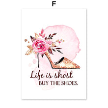 Load image into Gallery viewer, Flower High Heels Eyelash Fashion Quotes Wall Art Canvas Painting Nordic Posters And Prints Wall Pictures For Living Room Decor - SallyHomey Life's Beautiful