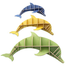 Load image into Gallery viewer,  Nordic Creative Solid Wood Wall-mounted Rack Dolphin Shape Storage Shelf Background Wall Decoration Shelves Bookshelf