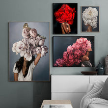 Load image into Gallery viewer, Nordic Modern Floral Feather Woman Abstract Fashion Style Canvas Painting Art Print Poster Picture Wall Living Room Home Decor - SallyHomey Life's Beautiful