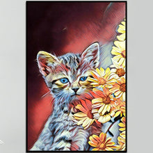 Load image into Gallery viewer, 100% Hand Painted Abstract Flower Cat Oil Painting On Canvas Wall Art Frameless Picture Decoration For Live Room Home Decor Gift