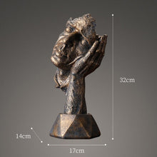 Load image into Gallery viewer, Abstract Black Statue Retro Abstract Character Figurine Silence Is Gold Home Decoration Accessories Home Desktop Craft Gift