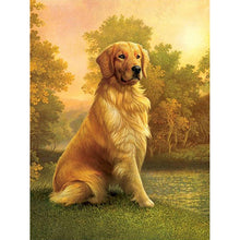 Load image into Gallery viewer, DIY 5D Diamond Painting Golden Retriever Dog Full Round Drill Cross Stitch Diamond Embroidery Animal Mosaic Rhinestones Decor