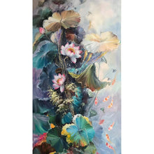 Load image into Gallery viewer, 100% Hand Painted Lotus Flowers Art Oil Painting On Canvas Wall Art Frameless Picture Decoration For Living Room Home Decor Gift