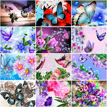 Load image into Gallery viewer, DIY 5D Diamond Painting Butterfly Flower Full Round Rhinestone Diamond Embroidery Animal Mosaic Cross Stitch Kits Decor Home