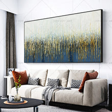 Load image into Gallery viewer, 100% Hand Painted Green Blue Grass Gold Abstract Painting  Modern Art Picture For Living Room Modern Cuadros Canvas Art High Quality
