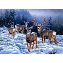 Load image into Gallery viewer, DIY 5D Diamond Painting Deer In Nature Forest Full Round Mosaic Animal Diamond Embroidery Cross Stitch Mosaic Rhinestones Decor - SallyHomey Life's Beautiful