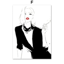 Load image into Gallery viewer, Black White Fashion Modern Girl Abstract Wall Art Canvas Painting Nordic Posters And Prints Wall Pictures For Living Room Decor - SallyHomey Life's Beautiful