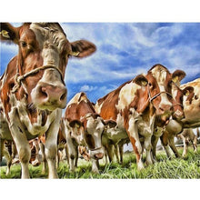 Load image into Gallery viewer, DIY 5D Diamond Painting Cow Cross Stitch Paintings Full Round Diamond Embroidery Farm Animal Mosaic Rhinestone Wall Sticker Gift - SallyHomey Life's Beautiful