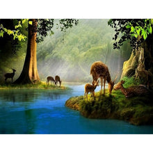 Load image into Gallery viewer, DIY 5D Diamond Painting Deer In Nature Forest Full Round Mosaic Animal Diamond Embroidery Cross Stitch Mosaic Rhinestones Decor - SallyHomey Life's Beautiful