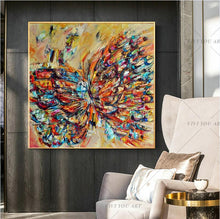 Load image into Gallery viewer, 100% Handpainted Artwork High Quality Modern Wall Art On Canvas Animal Oil Painting Blue Butterfly Hang Pictures Room Decor