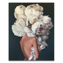 Load image into Gallery viewer, Nordic Modern Floral Feather Woman Abstract Fashion Style Canvas Painting Art Print Poster Picture Wall Living Room Home Decor - SallyHomey Life's Beautiful
