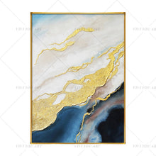 Load image into Gallery viewer, 🔥 🔥 100% Hand Painted Modern Yellow Blue Water Canvas Painting Picture 100% Handmade Painting for Living Room Wall Art Decoration Bedroom Home Decor
