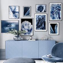 Load image into Gallery viewer, Blue Dandelion Peony Palm LeavesDew Wall Art Canvas Painting Nordic Posters And Prints Plant Wall Pictures For Living Room Decor - SallyHomey Life's Beautiful