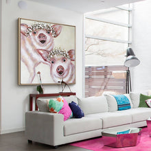 Load image into Gallery viewer, 100% Hand Painted Abstract Pigs Art Oil Painting On Canvas Wall Art Frameless Picture Decoration For Live Room Home Decor Gift