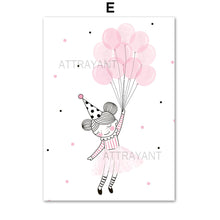 Load image into Gallery viewer, Pink Girl Crown Balloon Star Flower Nursery Wall Art Canvas Painting Nordic Posters And Prints Wall Pictures Kids Room Decor - SallyHomey Life's Beautiful
