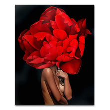Load image into Gallery viewer, Nordic Modern Floral Feather Woman Abstract Fashion Style Canvas Painting Art Print Poster Picture Wall Living Room Home Decor - SallyHomey Life's Beautiful