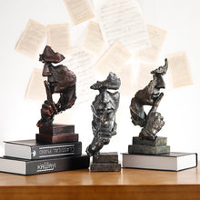 Load image into Gallery viewer, Silence Abstract Statues Thinker Statue Quiet Please Face Figurine Home Office  Decor Silence Is Gold Resin Handmade Sculptures
