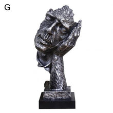 Load image into Gallery viewer, Resin Art Silence Mask Figurines Abstract Silence Is Gold Statuettes Mask Miniatures Sculpture Home Decoration Artwork