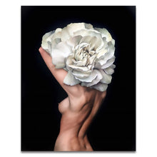 Load image into Gallery viewer, Nordic Modern Floral Feather Woman Abstract Fashion Style Canvas Painting Art Print Poster Picture Wall Living Room Home Decor - SallyHomey Life's Beautiful