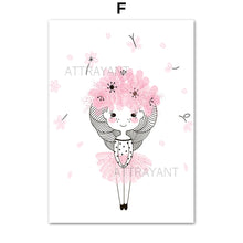 Load image into Gallery viewer, Pink Girl Crown Balloon Star Flower Nursery Wall Art Canvas Painting Nordic Posters And Prints Wall Pictures Kids Room Decor - SallyHomey Life's Beautiful