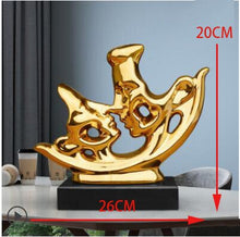 Load image into Gallery viewer, Modern Ceramic White Black Kissing Couple Ornaments Hotel Living room Table Lover Figurines Crafts Home Furnishing Decoration