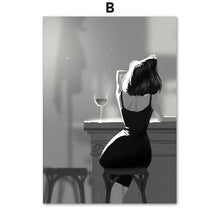Load image into Gallery viewer, Black White Fashion Modern Girl Abstract Wall Art Canvas Painting Nordic Posters And Prints Wall Pictures For Living Room Decor - SallyHomey Life's Beautiful