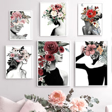Load image into Gallery viewer, Abstract Girl Flower Fashion Figure Wall Art Canvas Painting Nordic Posters And Prints Wall Pictures For Living Room Decor - SallyHomey Life's Beautiful