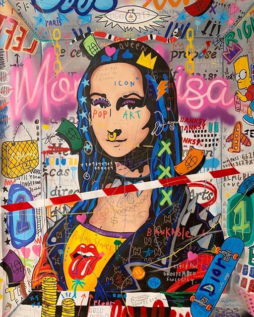 Monalisa !! Pop Art !! Monalisa in hippy style !! Painting