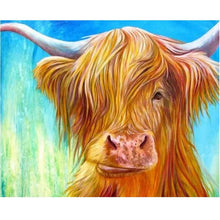 Load image into Gallery viewer, DIY 5D Diamond Painting Animal Highland Cow Diamond Embroidery Cross Stitch Craft Kit Full Round Rhinestone Mosaic Wall Sticker - SallyHomey Life's Beautiful