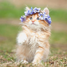 Load image into Gallery viewer, DIY 5D Diamond Painting Cat In Flower Wreath Diamond Embroidery Cross Stitch Animal Mosaic Full Round Rhinestones Home Decor - SallyHomey Life's Beautiful
