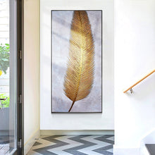 Load image into Gallery viewer, 100% Hand Painted Golden Feather Art Oil Painting On Canvas Wall Art Frameless Picture Decoration For Live Room Home Decor Gift