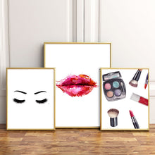 Load image into Gallery viewer, Fashion Red Lip Eye Shadows Makeup Salon Wall Art Canvas Painting Nordic Posters And Prints Wall Pictures For Living Room Decor - SallyHomey Life's Beautiful