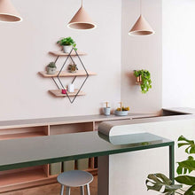 Load image into Gallery viewer, Rustic Wood Wall Floating Shelves Decorative Wall Shelf 3 Tier Geometric Diamond Wall
