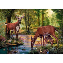 Load image into Gallery viewer, DIY 5D Diamond Painting Deer In Nature Forest Full Round Mosaic Animal Diamond Embroidery Cross Stitch Mosaic Rhinestones Decor - SallyHomey Life's Beautiful