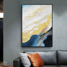 Load image into Gallery viewer,   100% Hand Painted Modern Yellow Blue Water Canvas Painting Picture 100% Handmade Painting for Living Room Wall Art Decoration Bedroom Home Decor