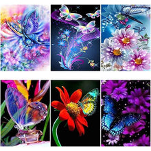 Load image into Gallery viewer, DIY 5D Diamond Painting Flower Butterfly Diamond Embroidery Animal Cross Stitch Full Round Drill Rhinestone Decor Home Art Wall