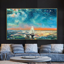 Load image into Gallery viewer, 100% Hand Painted White Ship Blue Sea Abstract Painting  Modern Art Picture For Living Room Modern Cuadros Canvas Art High Quality