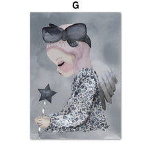 Load image into Gallery viewer, Cartoon Cute Girl Flower Rabbit Animal Wall Art Canvas Painting Nordic Posters And Prints Wall Pictures Baby Kids Room Decor - SallyHomey Life's Beautiful