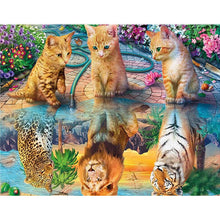 Load image into Gallery viewer, 5D Diamond Painting Tiger Full Round Drill Mosaic Diamond Embroidery Cross Stitch Animal rhinestones DIY Wall Sticker Decor Gift
