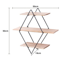 Load image into Gallery viewer, Rustic Wood Wall Floating Shelves Decorative Wall Shelf 3 Tier Geometric Diamond Wall