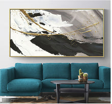 Load image into Gallery viewer, Hand painted oil painting canvas abstract black and white gold modern art acrylic paintings Large Wall Art for living room decor - SallyHomey Life's Beautiful