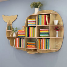 Load image into Gallery viewer, Solid Wood Wall-mounted Rack Partition Storage Shelf Whale Shape Background Wall Cabinet Shelves Store Home Decorations