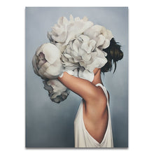 Load image into Gallery viewer, Nordic Modern Floral Feather Woman Abstract Fashion Style Canvas Painting Art Print Poster Picture Wall Living Room Home Decor - SallyHomey Life's Beautiful