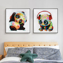 Load image into Gallery viewer, 100% Hand Painted Cartoon Baby Panda Oil Painting On Canvas Wall Art Frameless Picture Decoration For Live Room Home Decor Gift